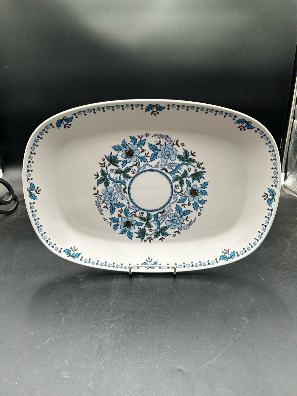 Large Noritake Progression Blue Moon Floral Ceramic Serving Platter